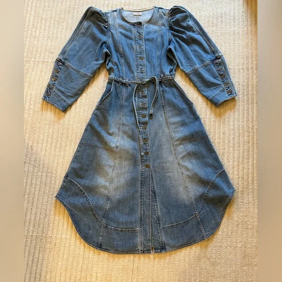 Ulla Johnson Blue Denim Midi Dress - Picture 5 of 11